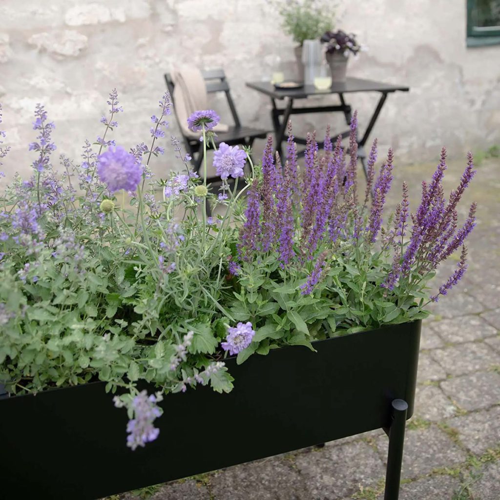 Standardpflanzentöpfe passen direkt In die wetterfeste Simply Grow Pflanzenbox. Also kein Umpflanzen mehr.